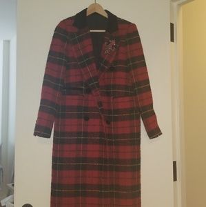 The Kooples red plaid long coat